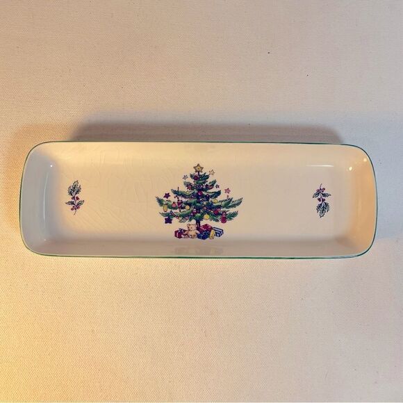 Nikko Japan Christmas tree small rectangular relish candy dish - Picture 1 of 7
